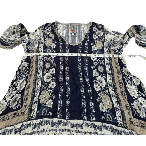 JOHNNY WAS Dolce Drape Bell Long Sleeve Embroidered Floral Boho Tunic - Picture 7 of 8